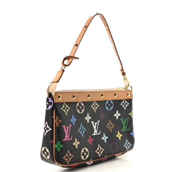 AUTHENTIC LOUIS VUITTON 
Monogram Multicolor Pochette Accessories Black - Picture 2 of 8